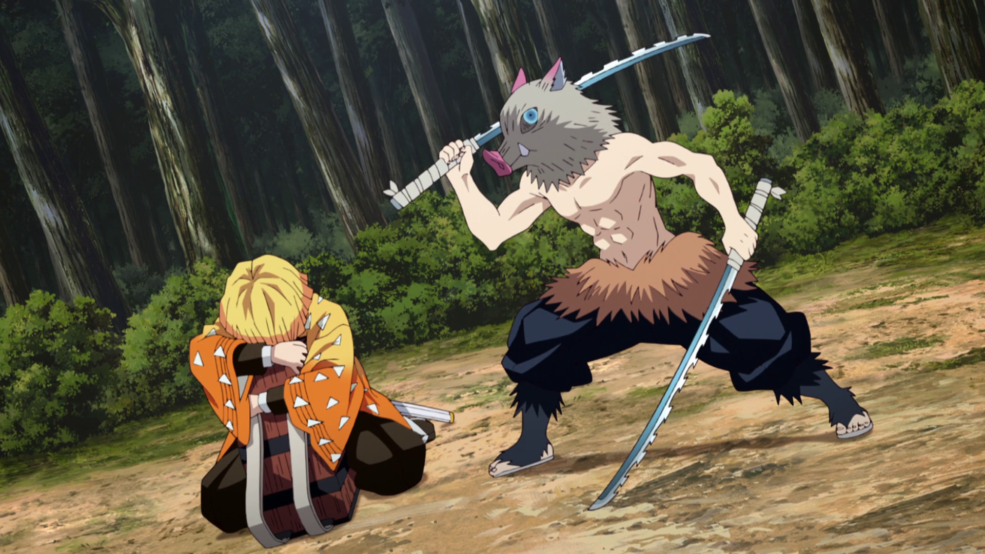 Inosuke Hashibira. Tanjiro Kamado. Senjuro Rengoku. Nezuko Kamado. Zenitsu Agatsuma