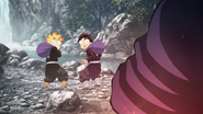 Zenitsu and Tanjiro notice Gyomei.