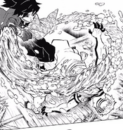 Giyu slashing Akaza CH150