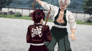 Sanemi clashes with Tanjiro.