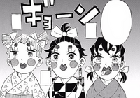 Inosuke, Tanjiro, and Zenitsu disguised as girls CH71