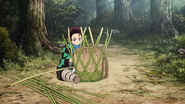 Tanjiro crafting a basket