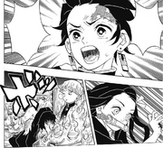 Nezuko burns the ropes