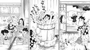 Tanjiro, Nezuko, Zenitsu, and Inosuke reside in the Kamado home.