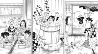 Tanjiro, Nezuko, Zenitsu, and Inosuke reside in the Kamado home CH204