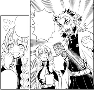 Mitsuri admiring Kyojuro's determination.