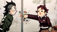 Genya refusing a rice cracker