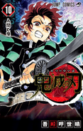 Tanjiro on the cover of Volume 10.