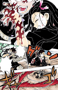 Capítulo 202 de Demon Slayer, Nezuko tenta conter Tanjiro