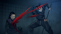 Aizetsu slashes Genya