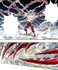 Muzan flailing his tendrils towards the Hashira