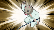 Inosuke chipping his swords