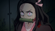 Nezuko trying to resist Sanemi's blood