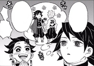 Tanjiro delighted by Giyu's idea.