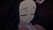 Nezuko asleep after the battle.