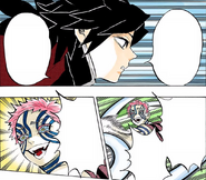 Akaza demands Giyu's name.