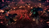 Tanjiro Kamado and the Hashira attack Muzan Kibutsuji.