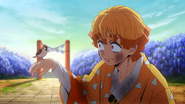 Zenitsu receiving a sparrow instead of a crow