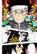 Giyu telling Tanjiro to calm down.