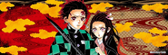 Tanjiro and Nezuko on a Twitter Banner.