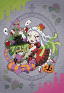 Daki and Gyutaro as Queen of Hearts and Cheshire Cat from Alice in Wonderland