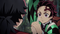 Tanjiro inspiring Kotetsu to push on