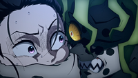 An angered Gyutaro attempting to kill Hinatsuru