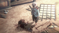 Sanemi beside Shizu's body