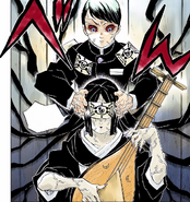 Yushiro controlling Nakime's vision.