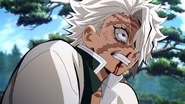 Sanemi angry at Tanjiro