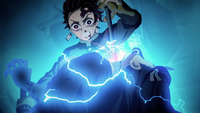 Tanjiro removing Sekido's khakkhara