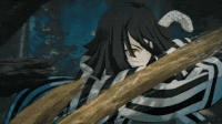 Tanjiro trains with Obanai