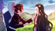 Tanjiro stunned to see Nezuko unharmed.