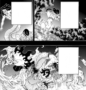 The Flame Hashira saving Obanai from the Serpent Demon.