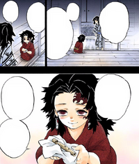 Yoriichi's last exchange with Michikatsu before leaving