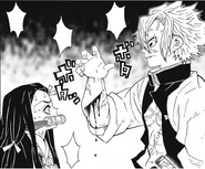 Sanemi tempts Nezuko with his blood.