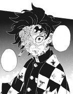 Tanjiro's face after being poisoned by Muzan.