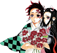 Nezuko and Tanjiro with the Red Spider Lily