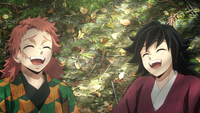 Giyu laughing with Sabito