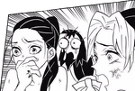 Hinatsuru, Suma and Makio's shocked faces