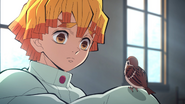 Zenitsu talking to Chuntaro