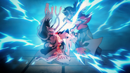 Nezuko incapacitated by Sekido's lightning.