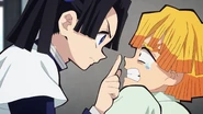 Aoi telling Zenitsu to take his medicine