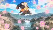 Zenitsu carrying Nezuko in his dream.