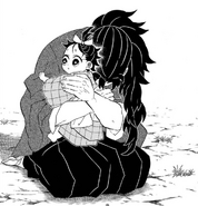 Yoriichi hugging baby Sumire CH187