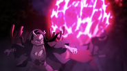 Nezuko burning Urami with her flames.