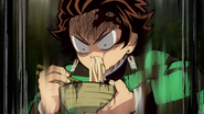 Tanjiro gulping down the udon