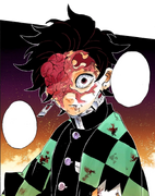 Tanjiro's face poisoned by Muzan