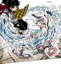 Akaza being slashed by Giyu