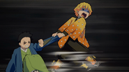 Zenitsu tries to escape with Shoichi.